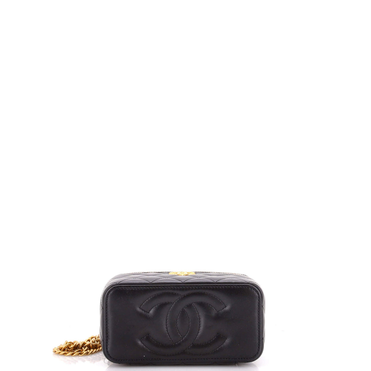 All Slide Long Vanity Case with Chain Quilted Lambskin Small