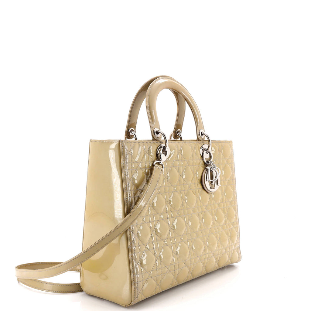Vintage Lady Dior Bag Cannage Quilt Patent Large