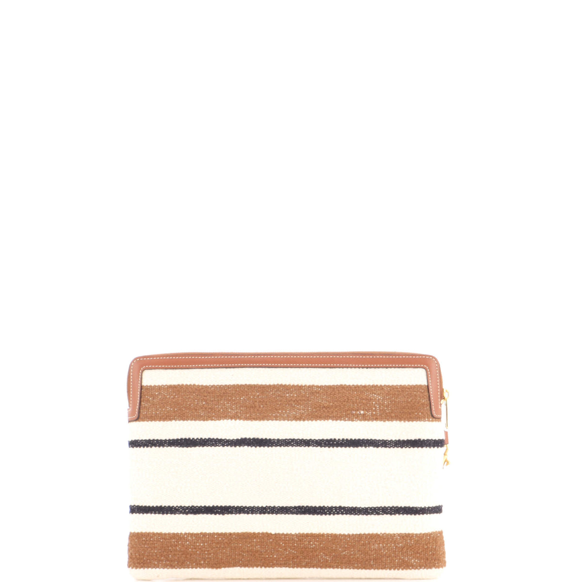 Logo Zip Wristlet Pouch Striped Jacquard Textile Small