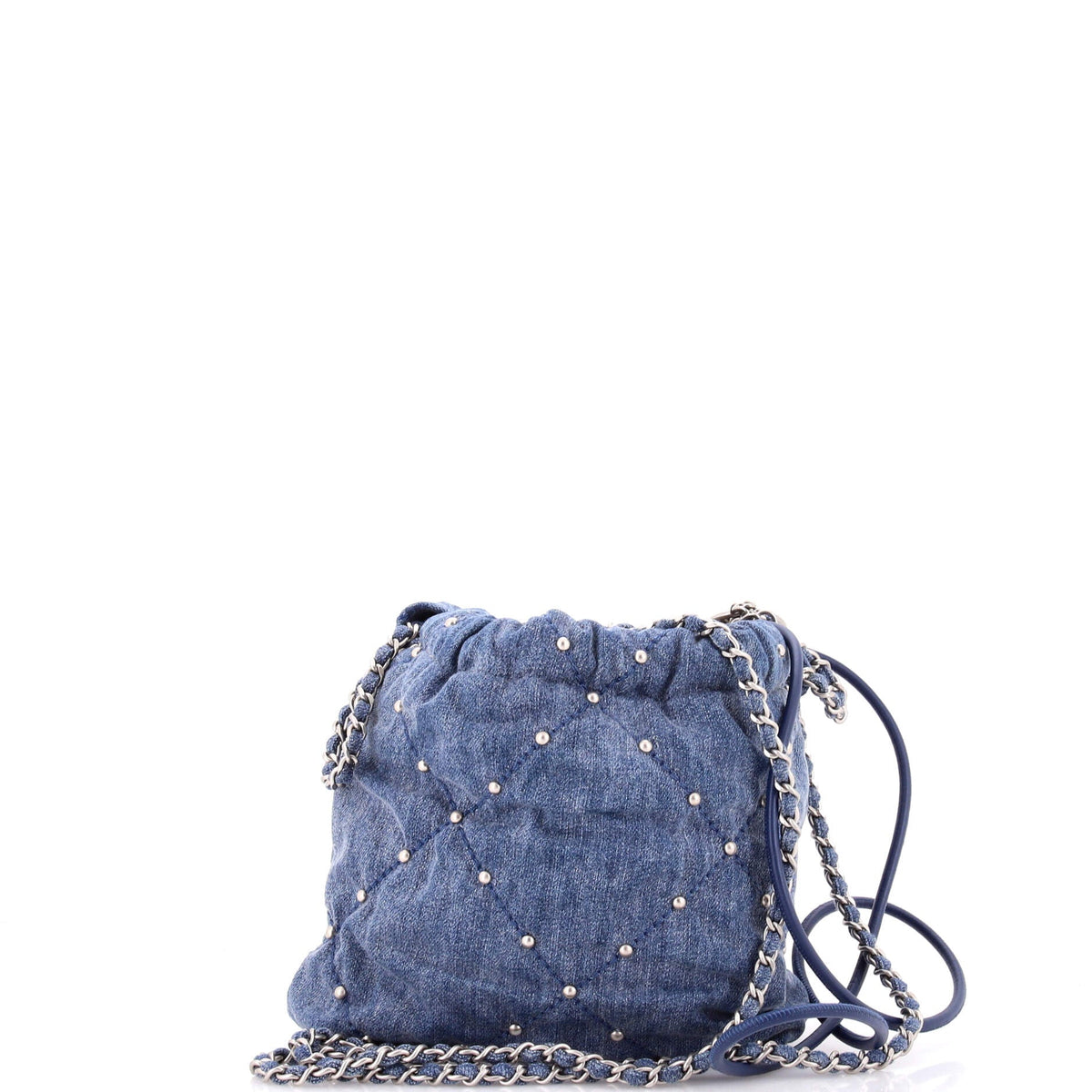 22 Chain Hobo Quilted Studded Denim Mini