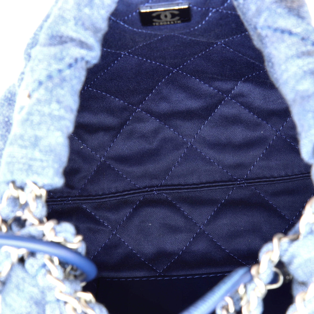 22 Chain Hobo Quilted Studded Denim Mini