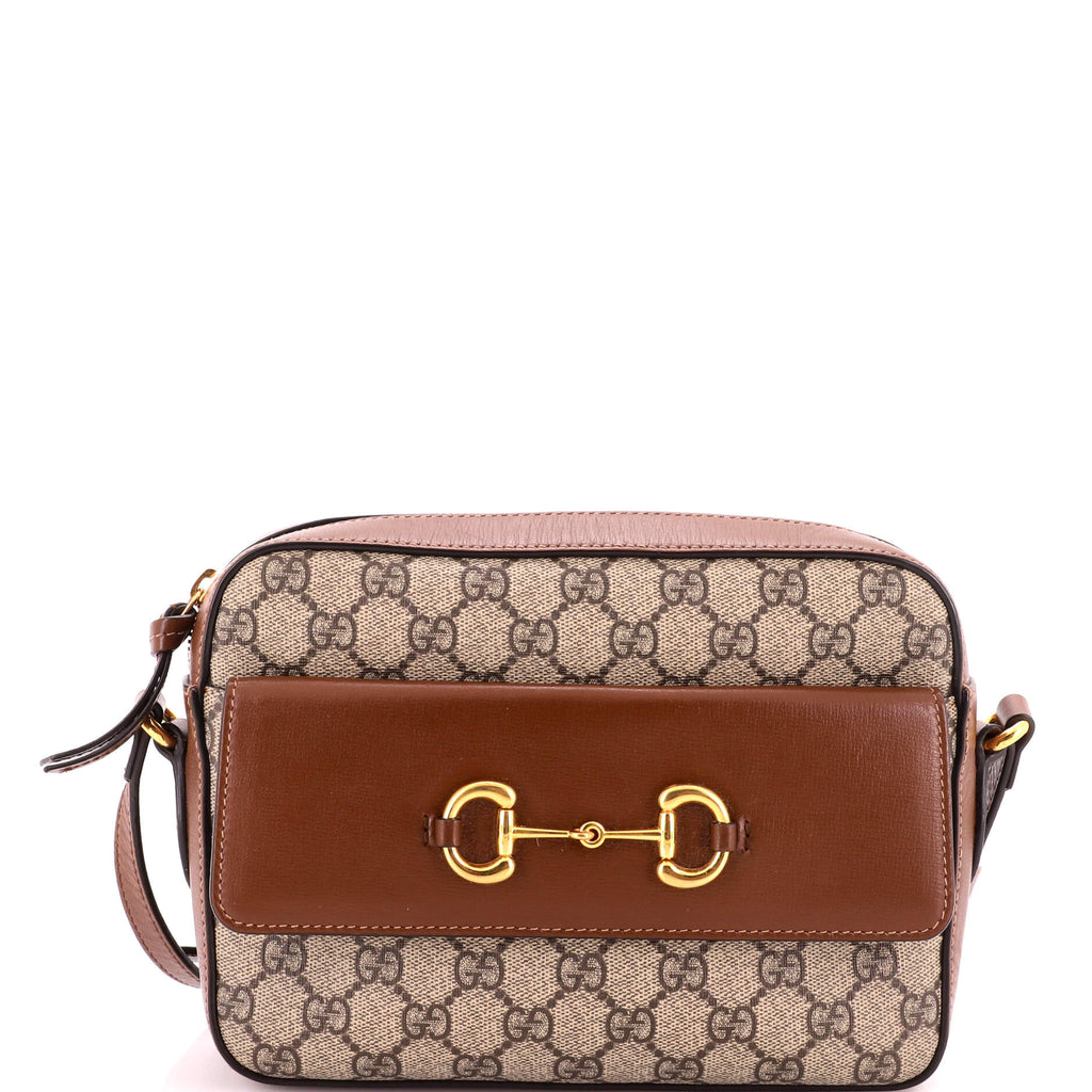 Horsebit 1955 Flap Pocket Camera Bag GG Coated Canvas and Leather Small