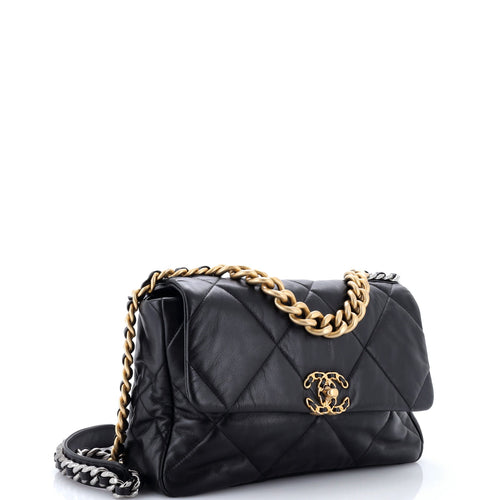 19 Flap Bag Quilted Leather Large