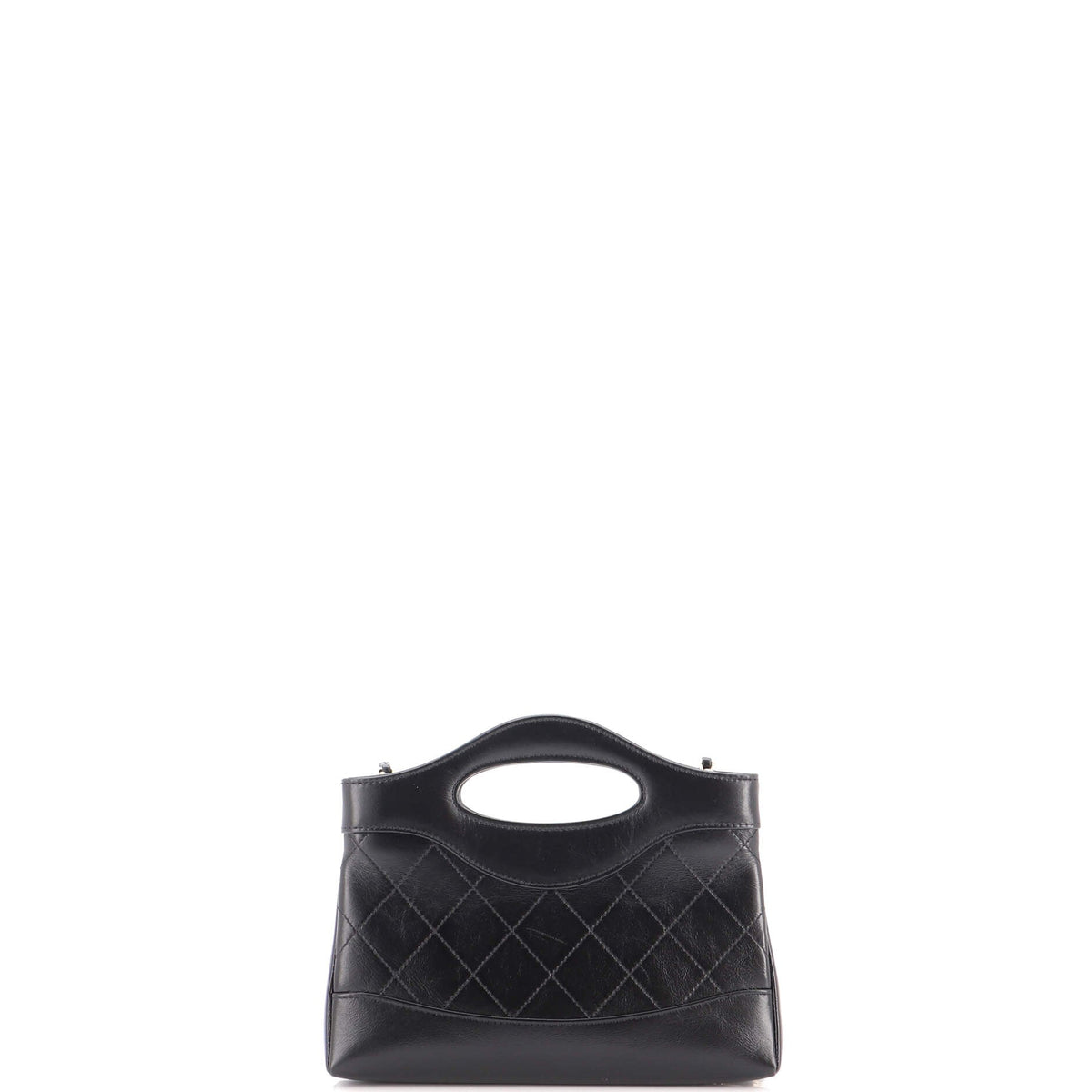 31 Shopping Bag Clutch with Chain Quilted Shiny Crumpled Calfskin Small