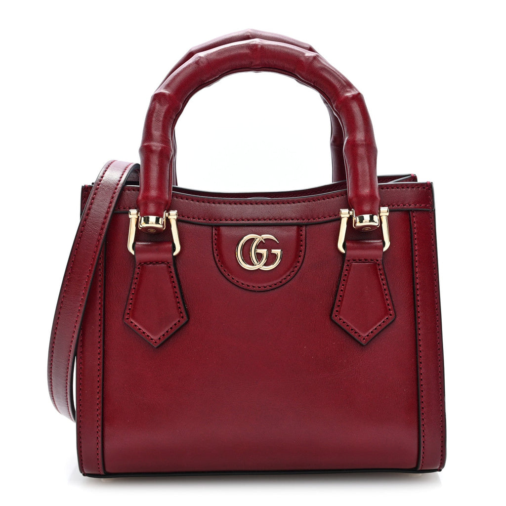 Sweetbread Calfskin Mini Diana Tote Bag Rosso Ancora