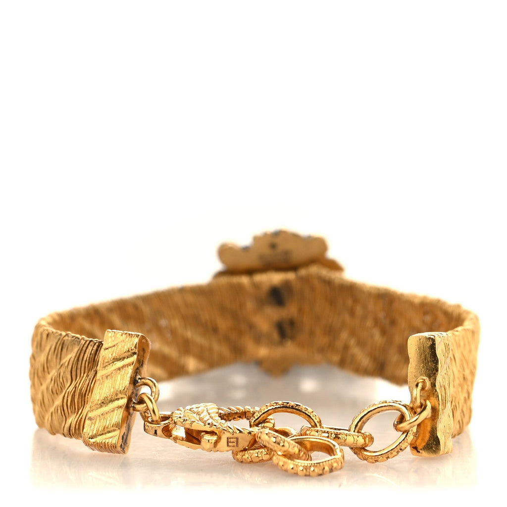 Metal GG Lion Head Bracelet Aged Gold