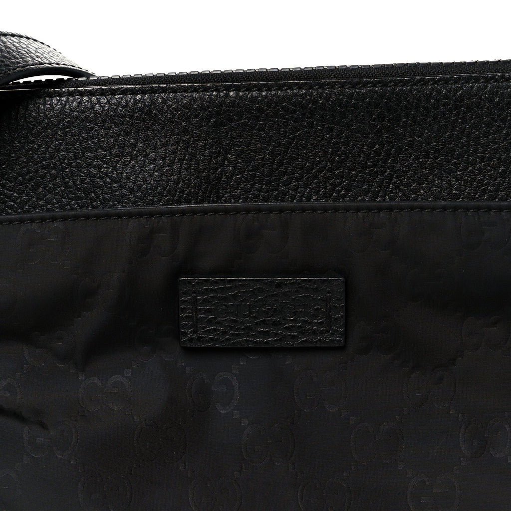 Nylon Monogram Dollar Calfskin Flat Messenger Bag Black
