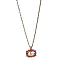 Crystal Embellished Double G Necklace Aged Gold Red
