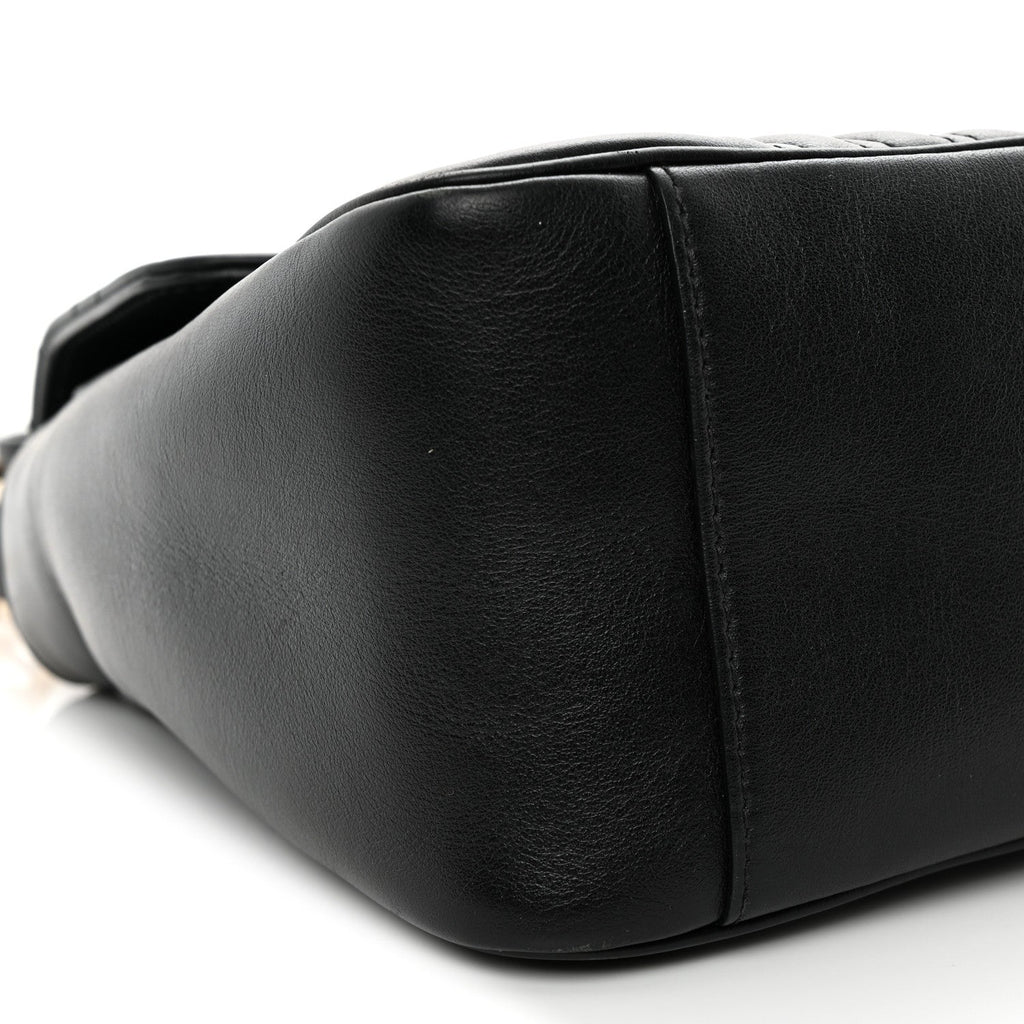 Calfskin Matelasse Small GG Marmont Top Handle Shoulder Bag Black