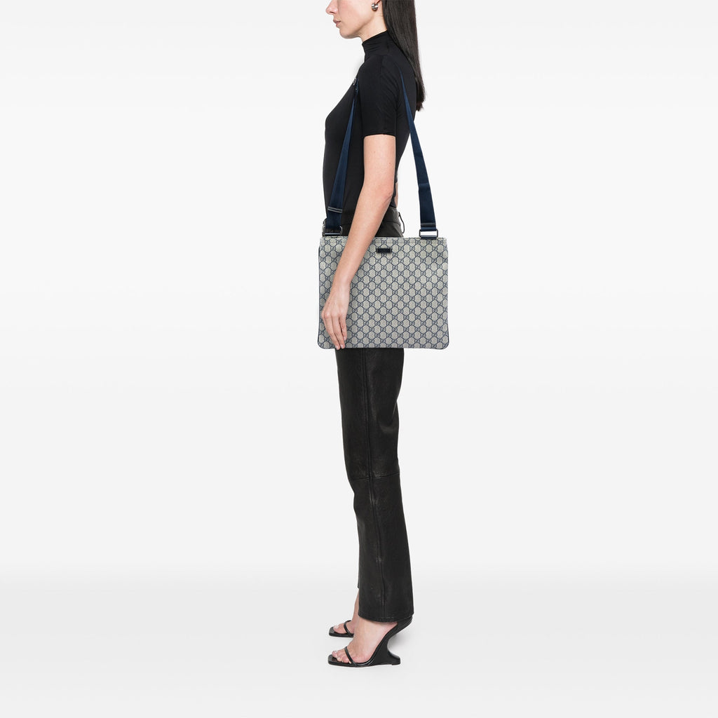 Zip Top Messenger Bag GG Coated Canvas Large