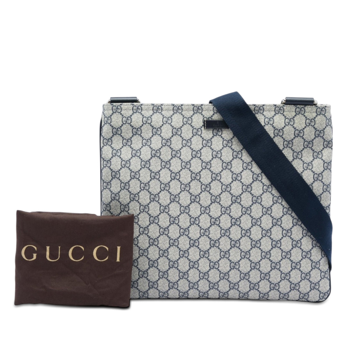 Zip Top Messenger Bag GG Coated Canvas Large