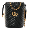 Calfskin Matelasse Mini GG Marmont 2.0 Bucket Bag Black