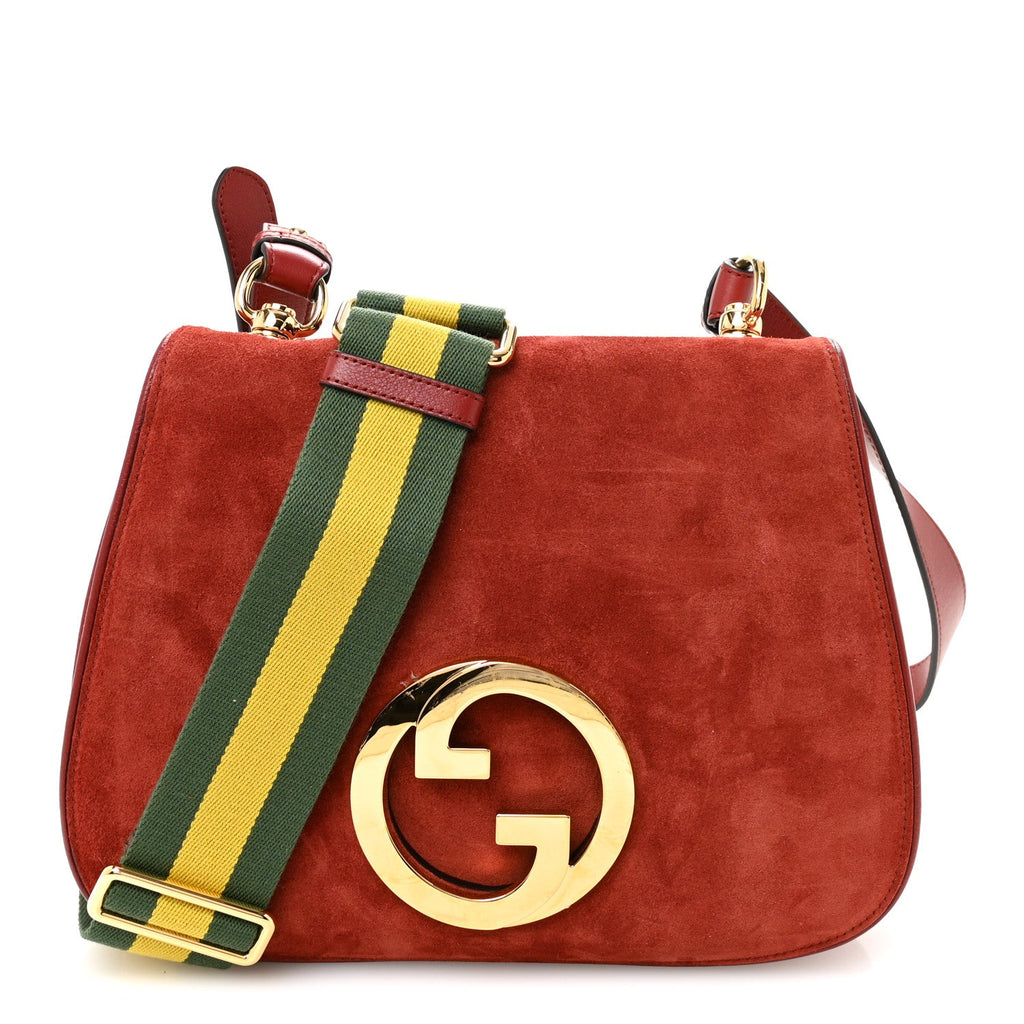 Suede Talco Roxy Calfskin Web Medium Blondie Shoulder Flap Bag Blondie Red