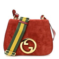 Suede Talco Roxy Calfskin Web Medium Blondie Shoulder Flap Bag Blondie Red