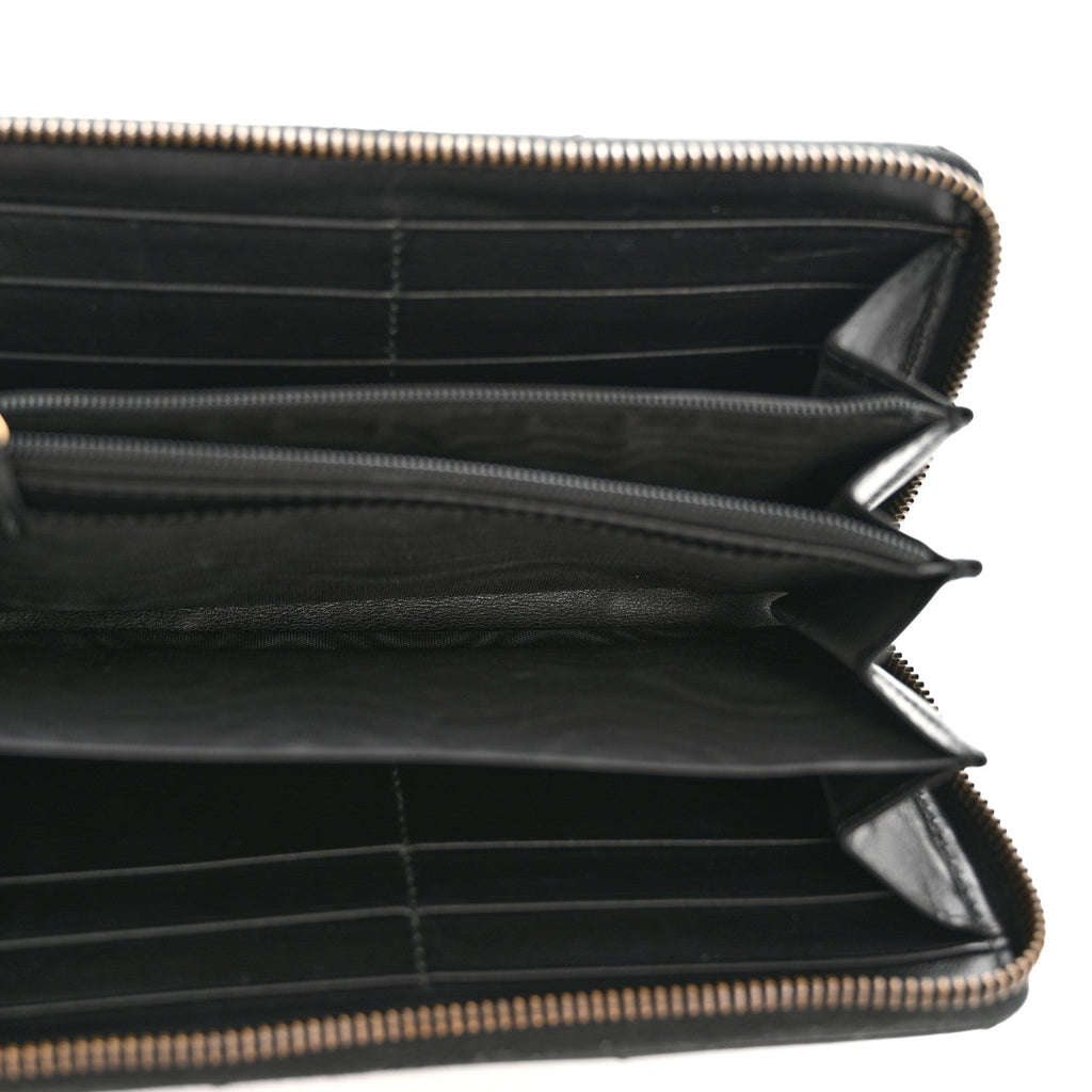 Calfskin Matelasse GG Marmont Zip Around Organizer Wallet Black