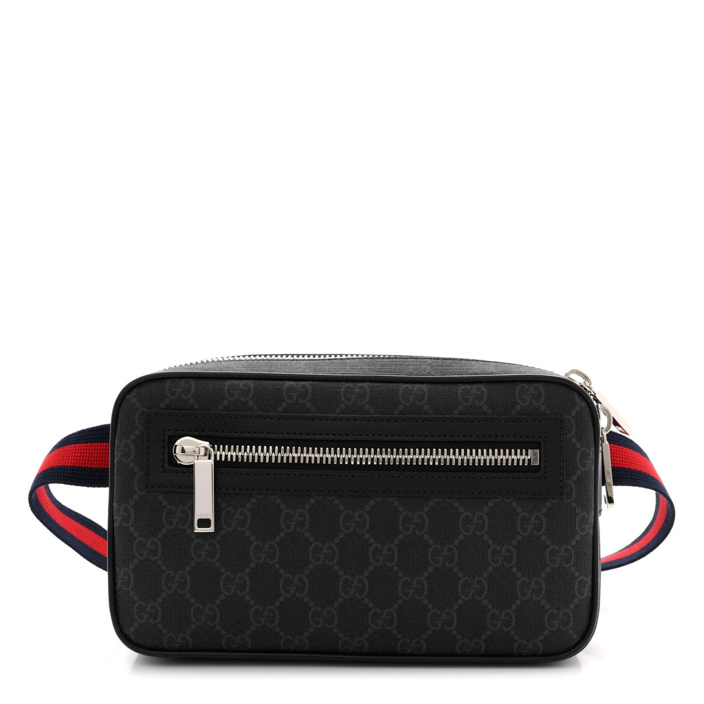 Soft GG Supreme Monogram Web Belt Bag Black Grey