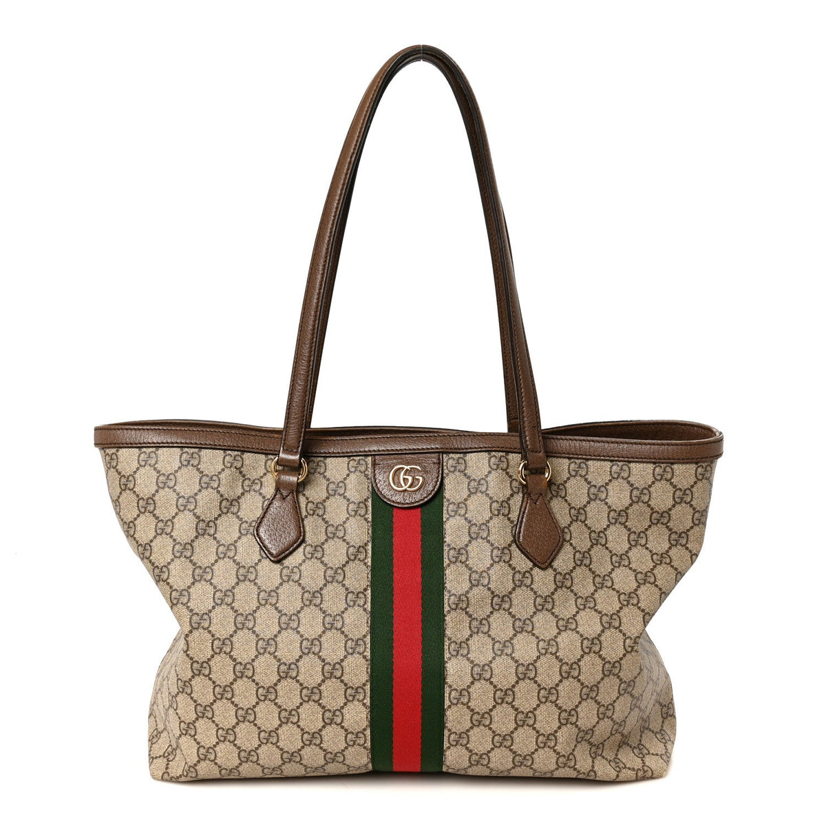 GG Supreme Monogram Medium Ophidia Shopping Tote Brown