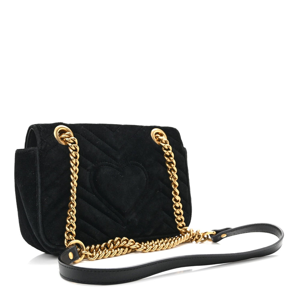 Velvet Matelasse Mini GG Marmont Shoulder Bag Black