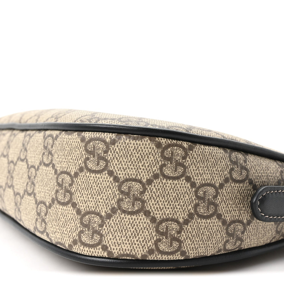 GG Supreme Monogram Textured Calfskin Small Emblem Shoulder Bag Beige Black