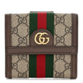 GG Supreme Monogram Web Ophidia French Flap Wallet Beige New Acero