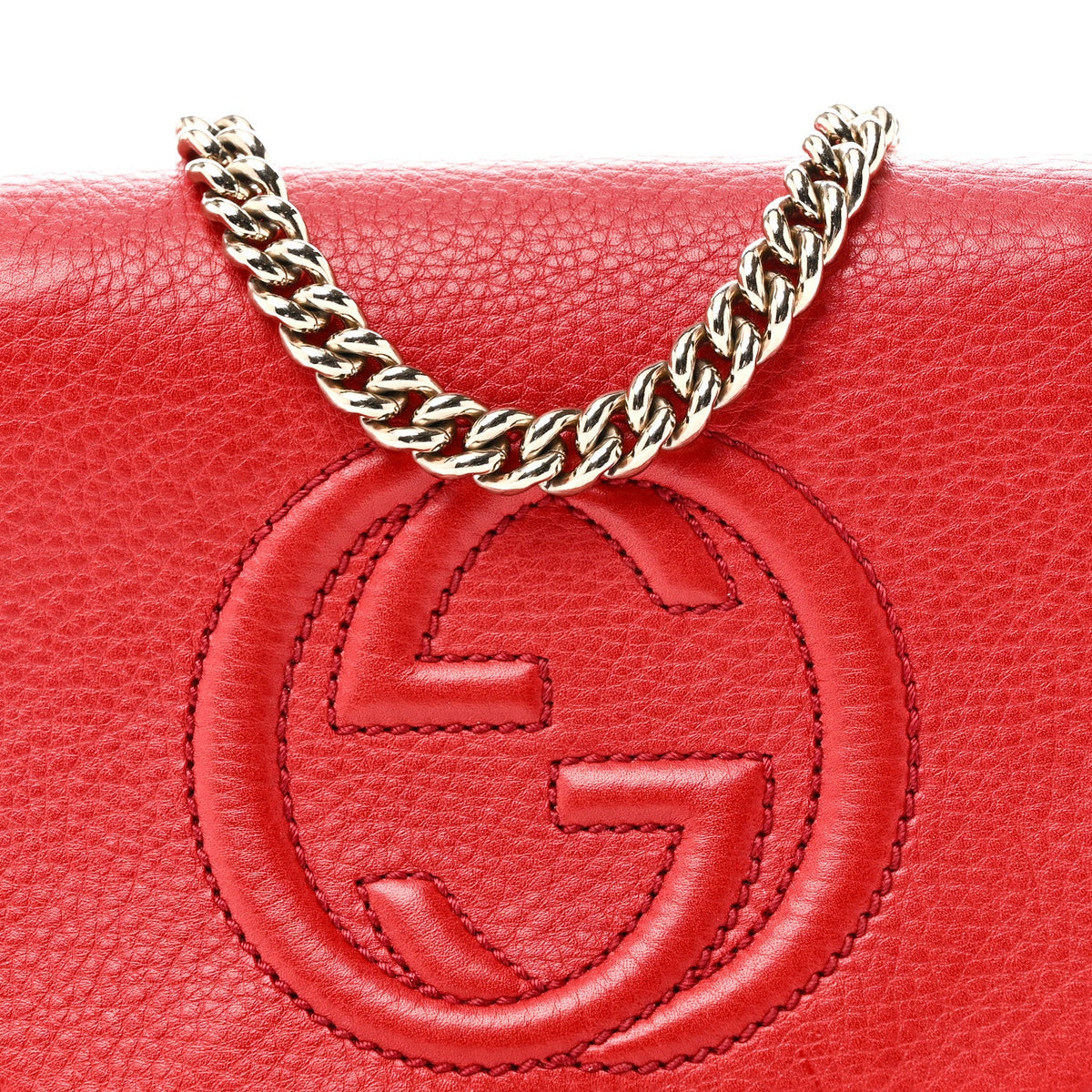 Pebbled Calfskin Small Soho Flap Crossbody Red