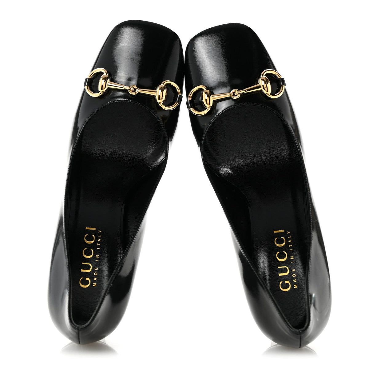 Shiny Calfskin Horsebit Signora 85mm Pumps 39 Black