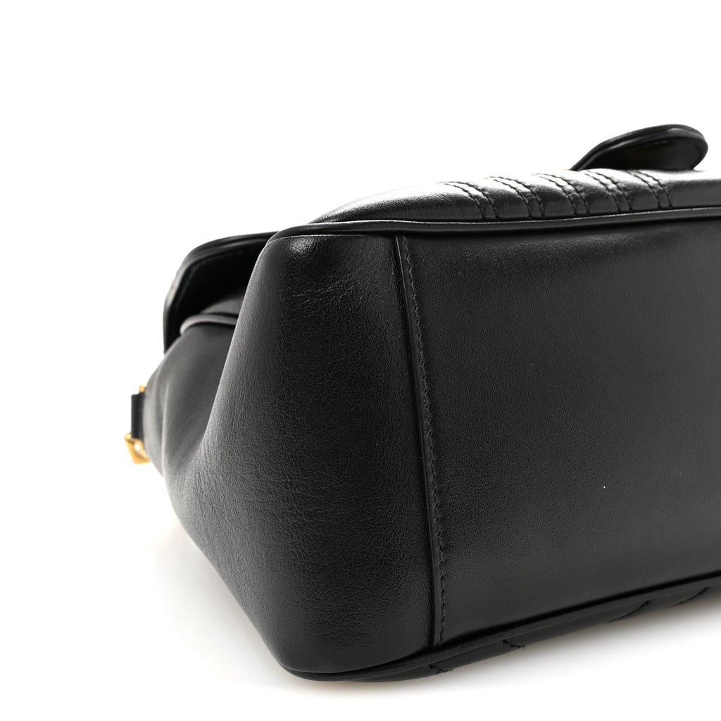 Calfskin Matelasse Small GG Marmont Top Handle Shoulder Bag Black