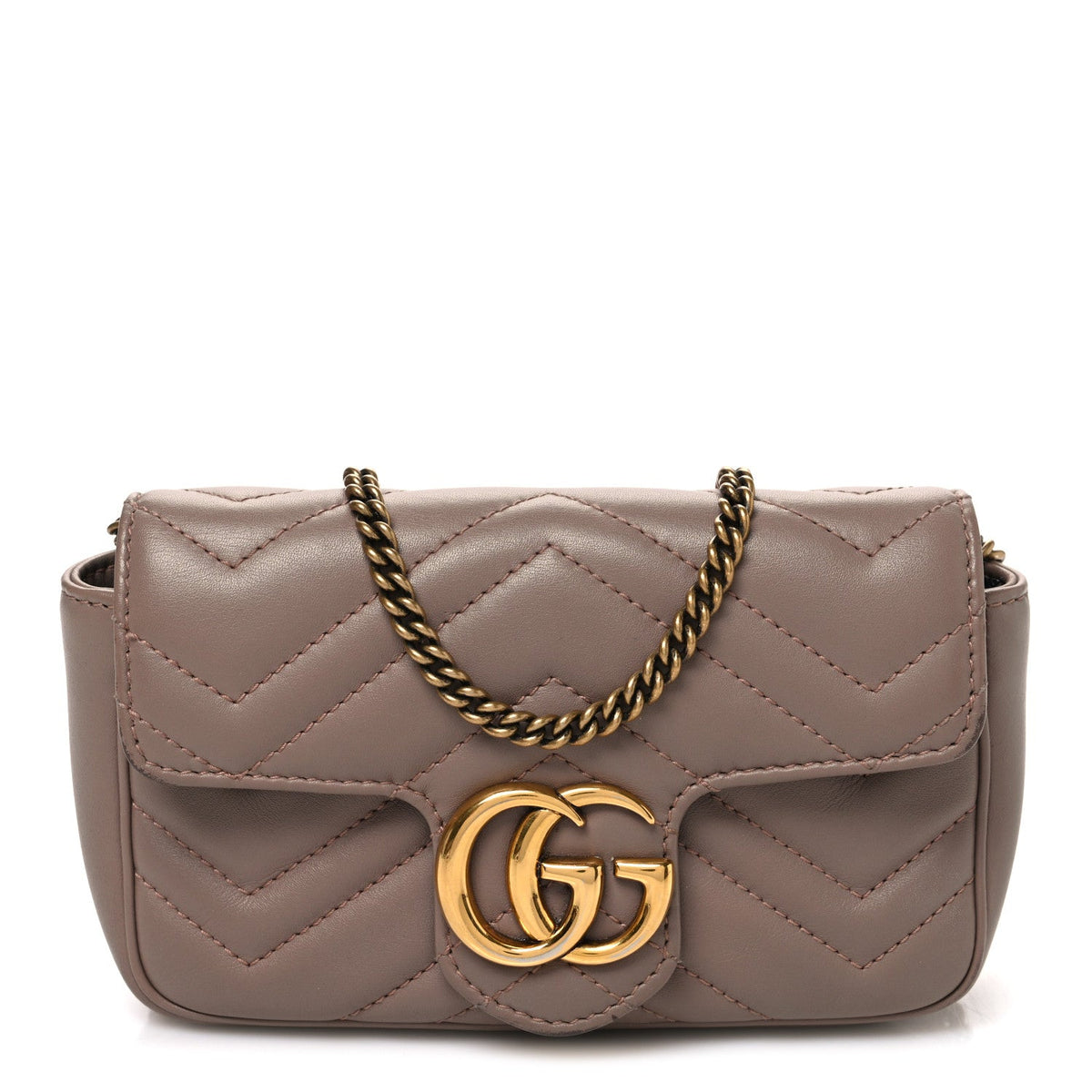 Calfskin Matelasse Super Mini GG Marmont Shoulder Bag Porcelain Rose