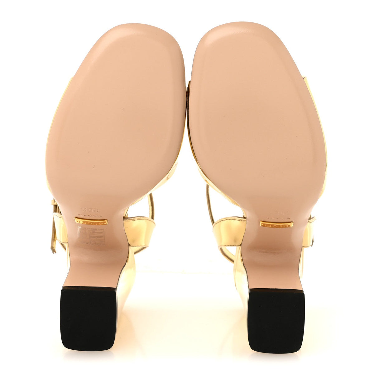 Metallic Nappa Horsebit Cross Strap 95mm Sandals 36.5 Gold