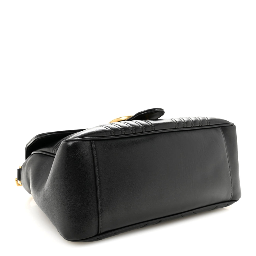 Calfskin Matelasse Small GG Marmont Top Handle Shoulder Bag Black