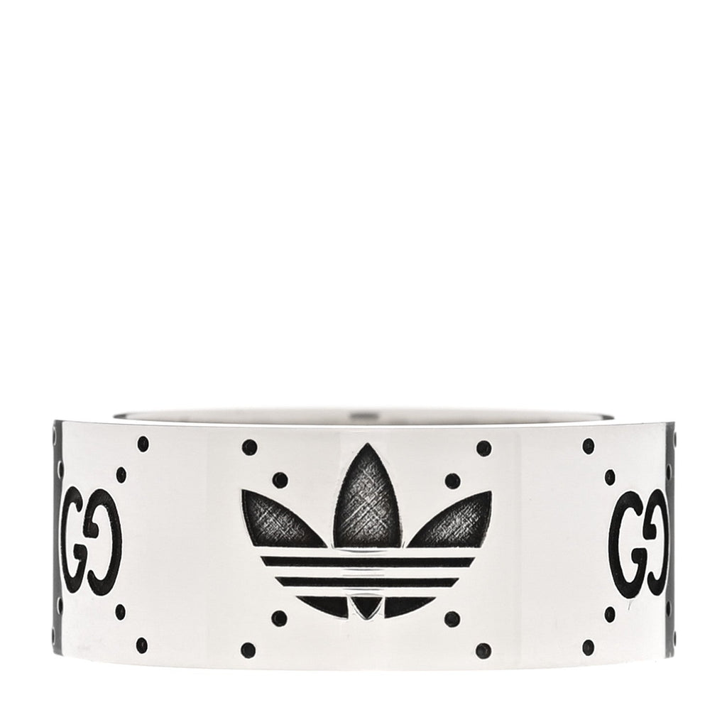 X ADIDAS Sterling Silver Trefoil GG Monogram Band Ring 53 6.5