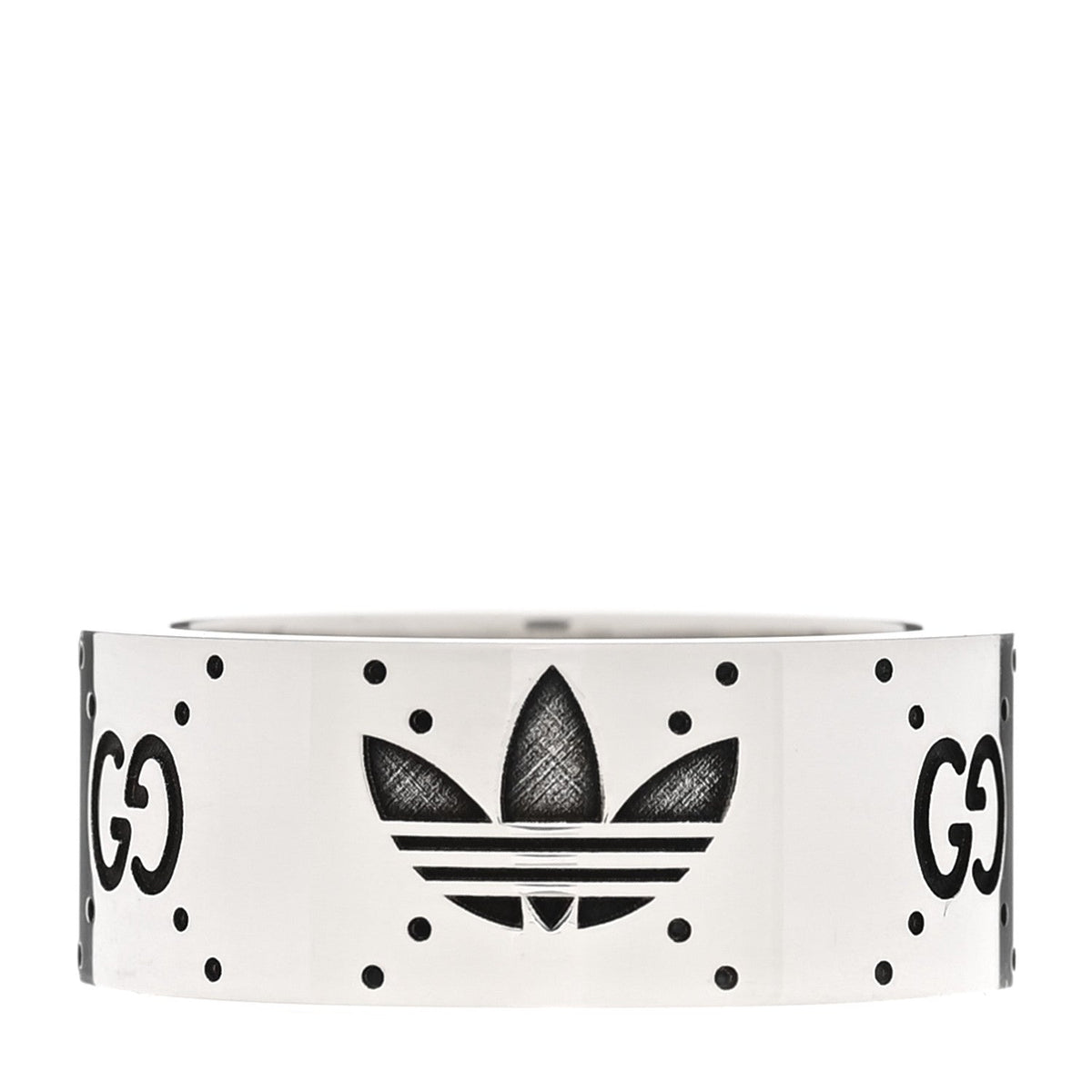 X ADIDAS Sterling Silver Trefoil GG Monogram Band Ring 53 6.5