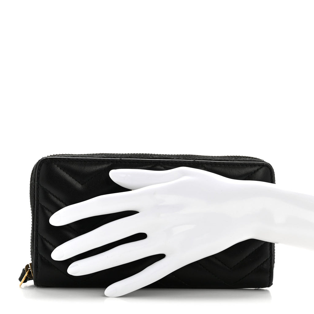 Calfskin Matelasse GG Marmont Zip Around Organizer Wallet Black