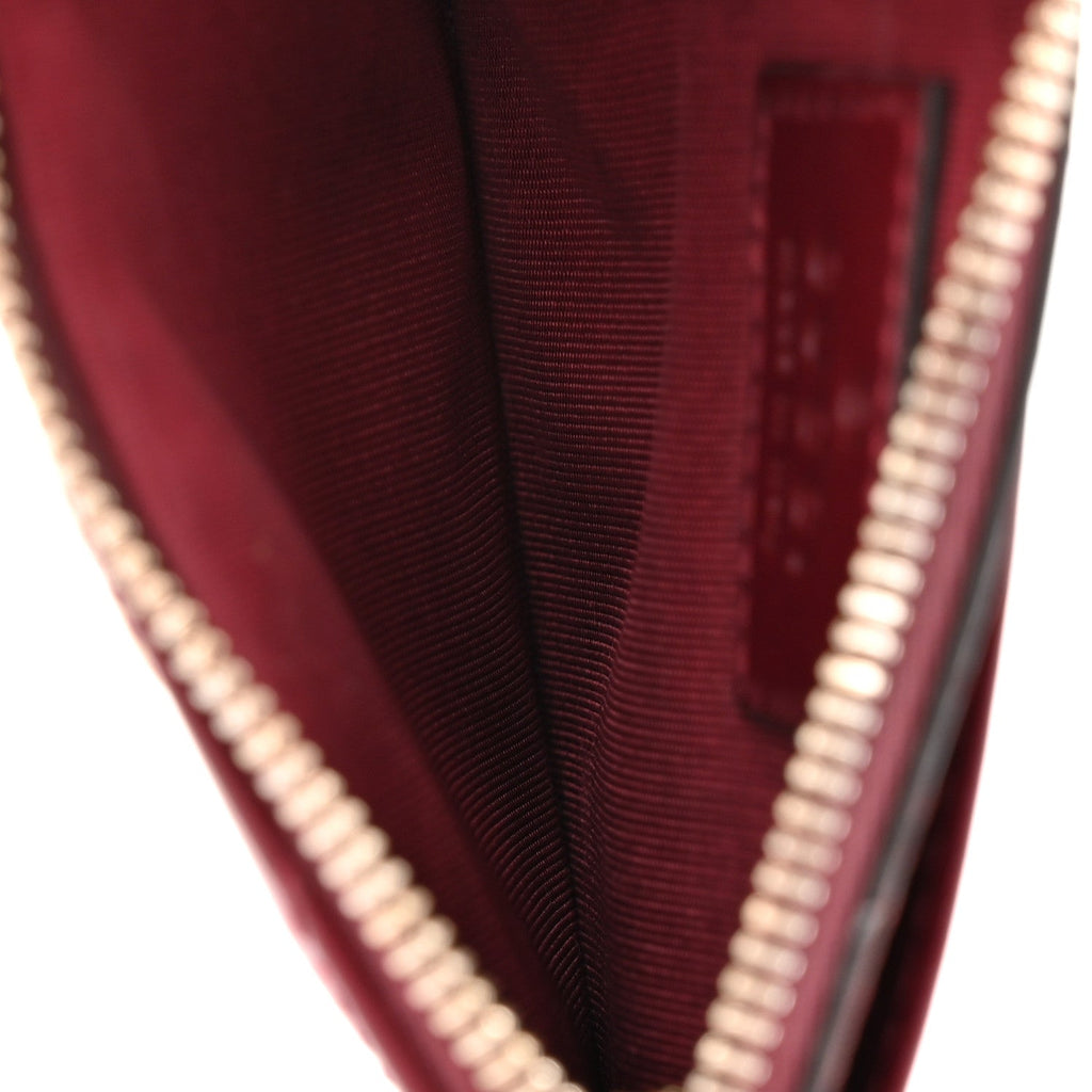 Lambskin Matelasse GG Marmont Zip Key Pouch Rosso Ancora