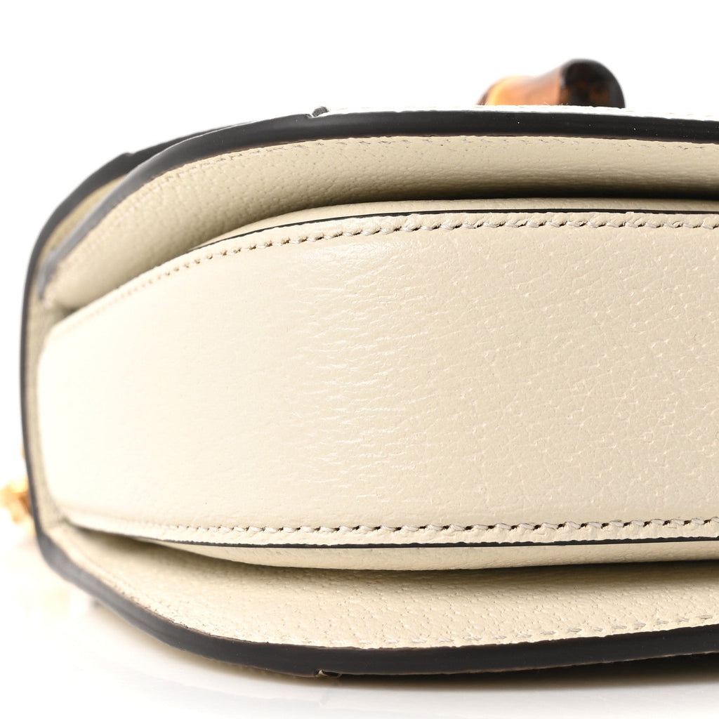 Monogram Jumbo GG Textured Dollar Calfskin Web Mini Bamboo 1947 Top Handle Bag Off White