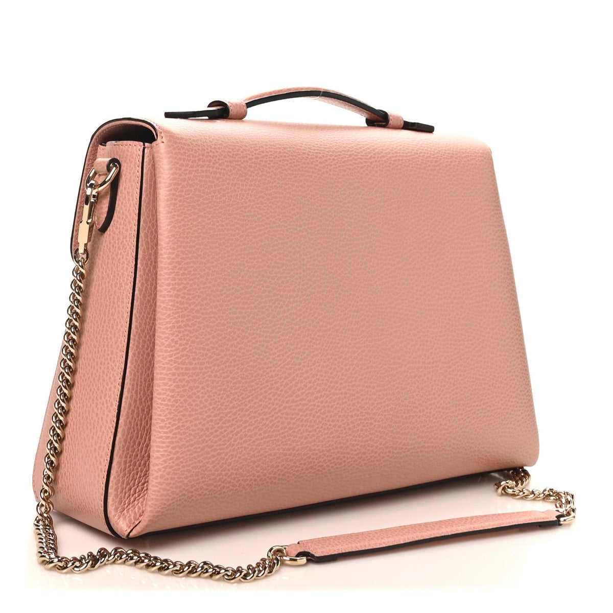 Dollar Calfskin Medium Interlocking G Top Handle Shoulder Bag Soft Pink
