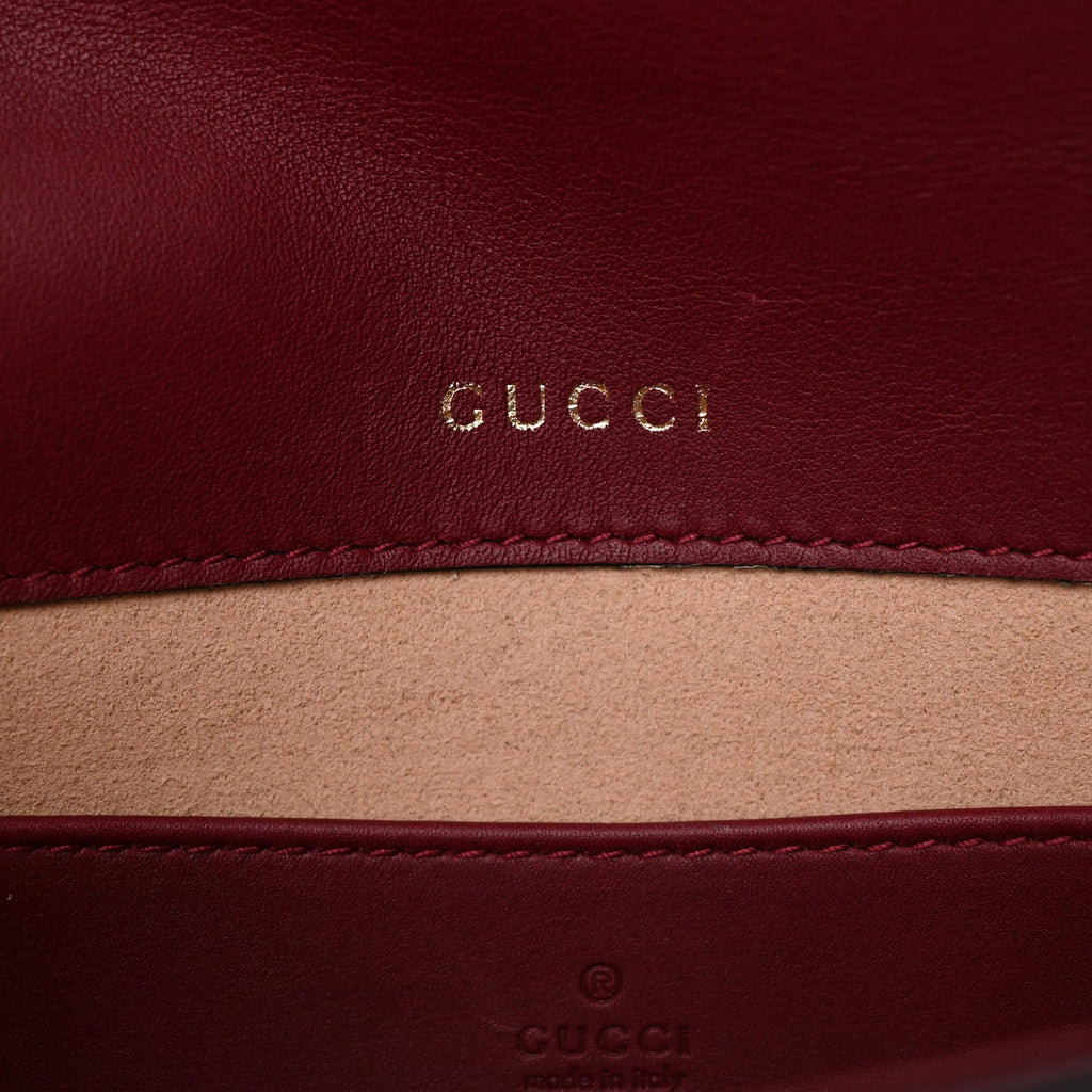 GG Supreme Monogram Azalea Calfskin Horsebit 1955 Mini Bag Beige Ebony Rosso Ancora