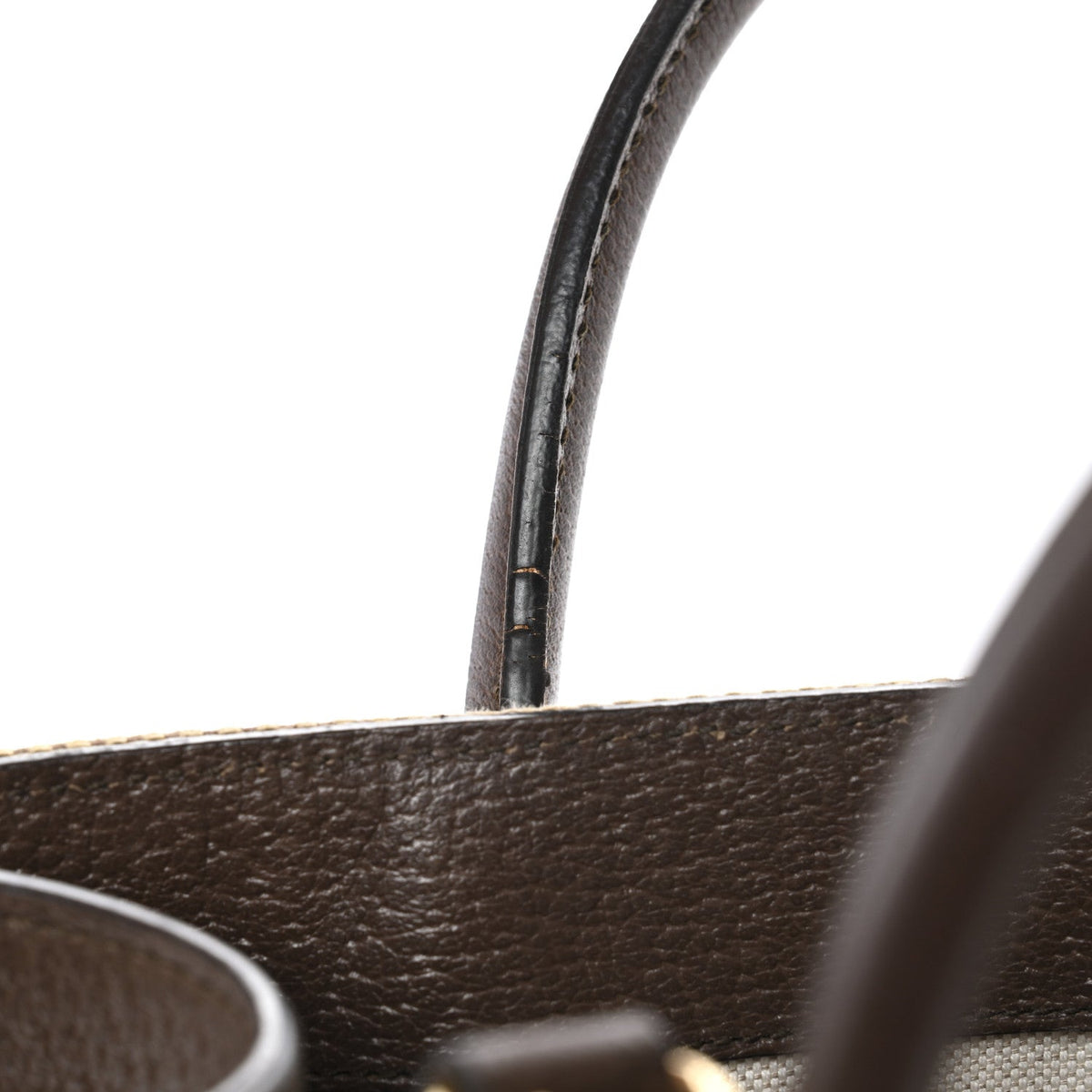 Monogram Jumbo GG Textured Dollar Calfskin Web Small Tote Bag Camel Ebony New Acero