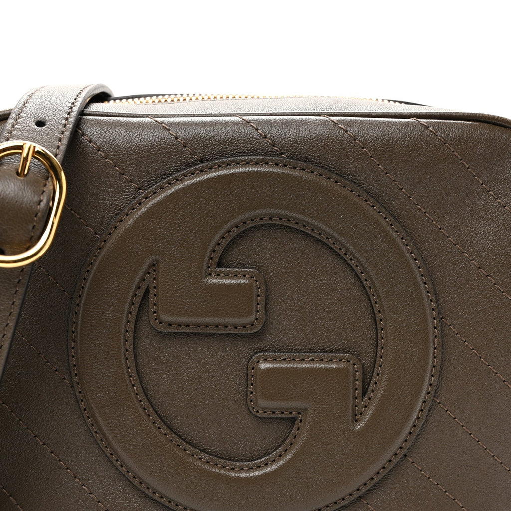 Sakai Be Green Calfskin Diagonal Stitched Small Blondie Shoulder Bag Craclet Brown