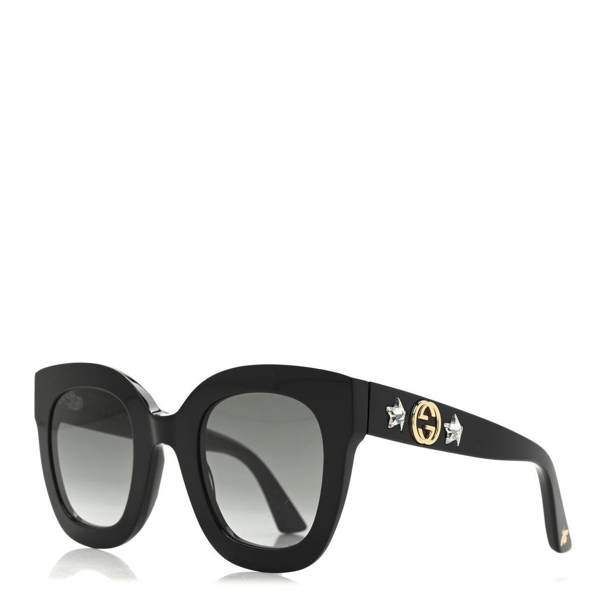 Acetate Crystal Star Round Frame Sunglasses GG0208S Black Black