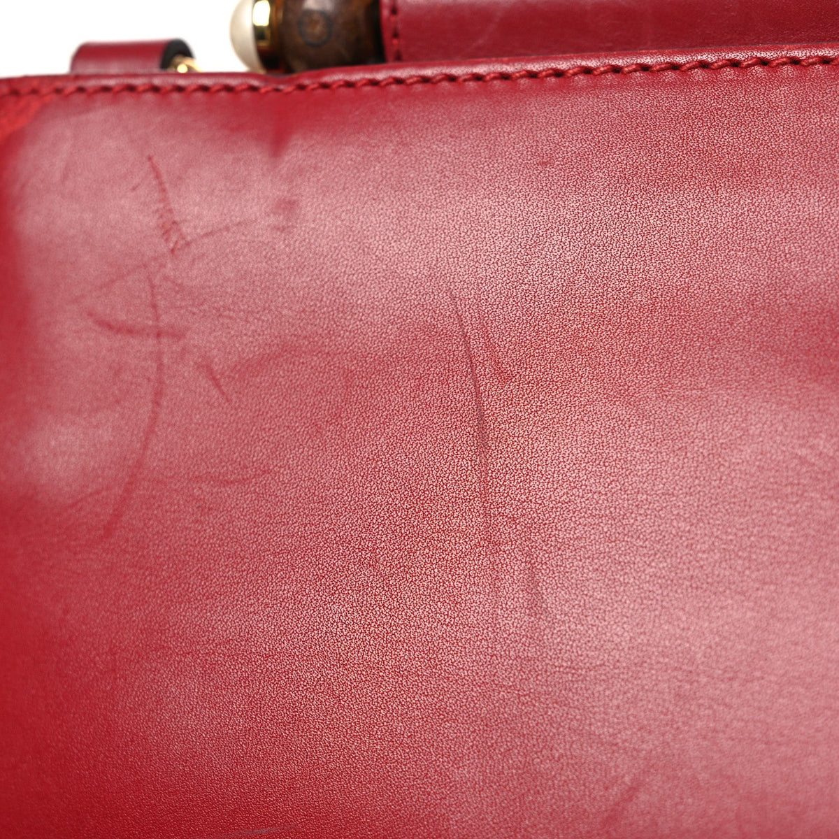 Nappa Bamboo Web Small Nymphaea Top Handle Bag Hibiscus Red