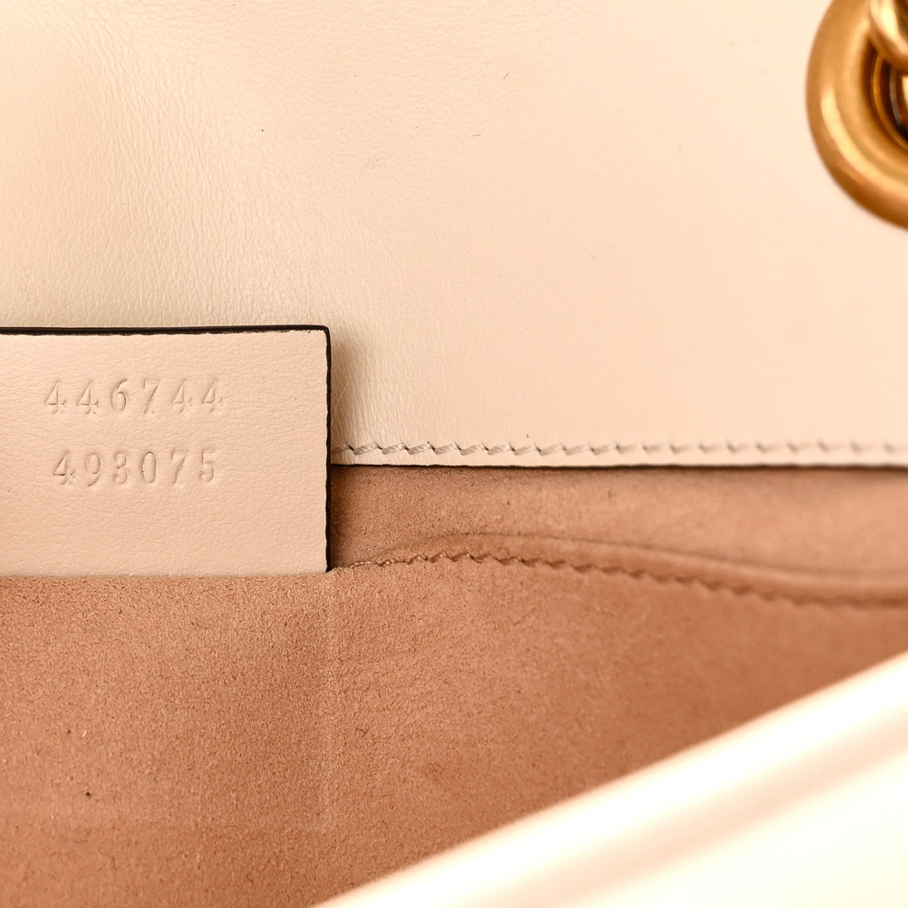 Calfskin Matelasse Mini GG Marmont Shoulder Bag White