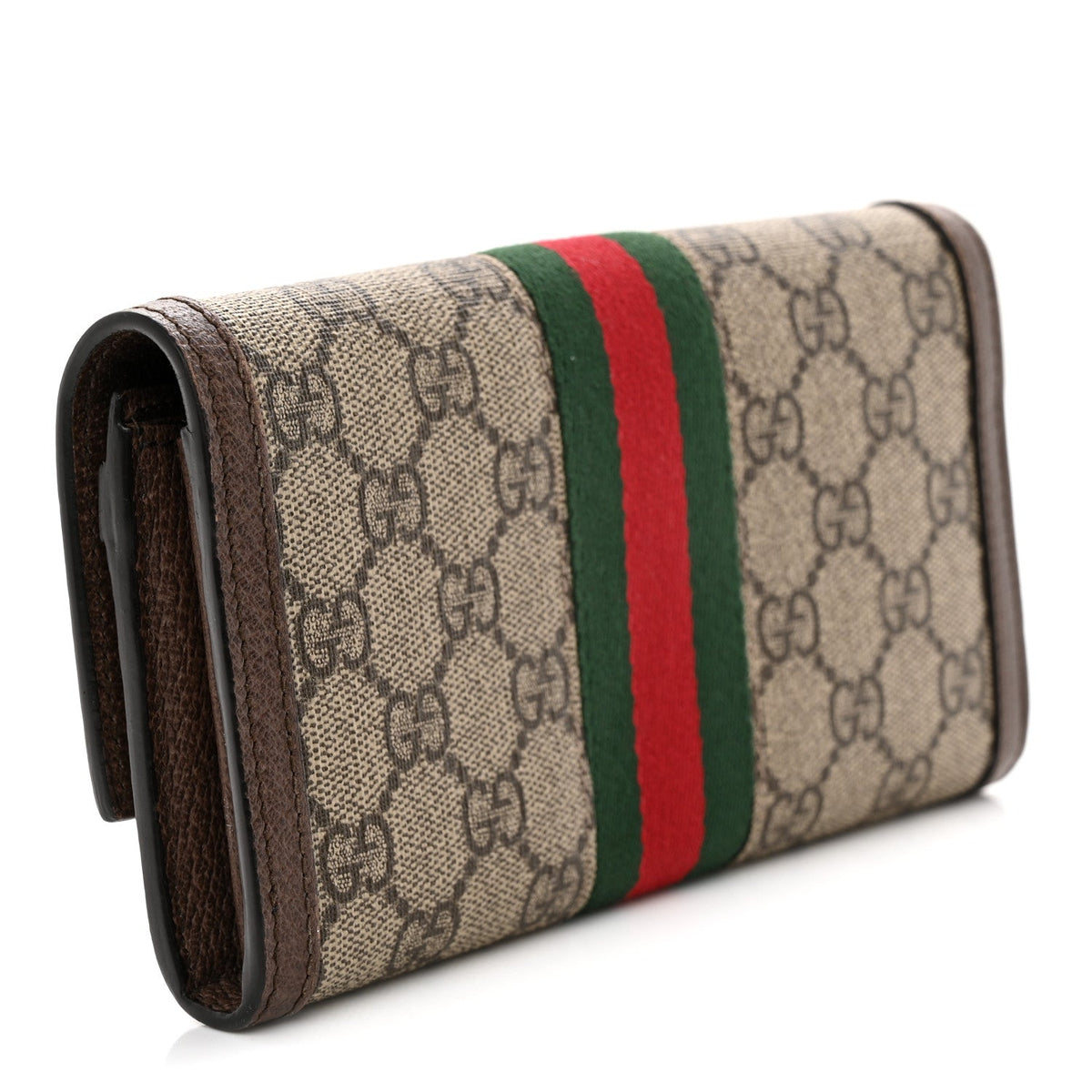 GG Supreme Monogram Web Ophidia Continental Wallet Brown