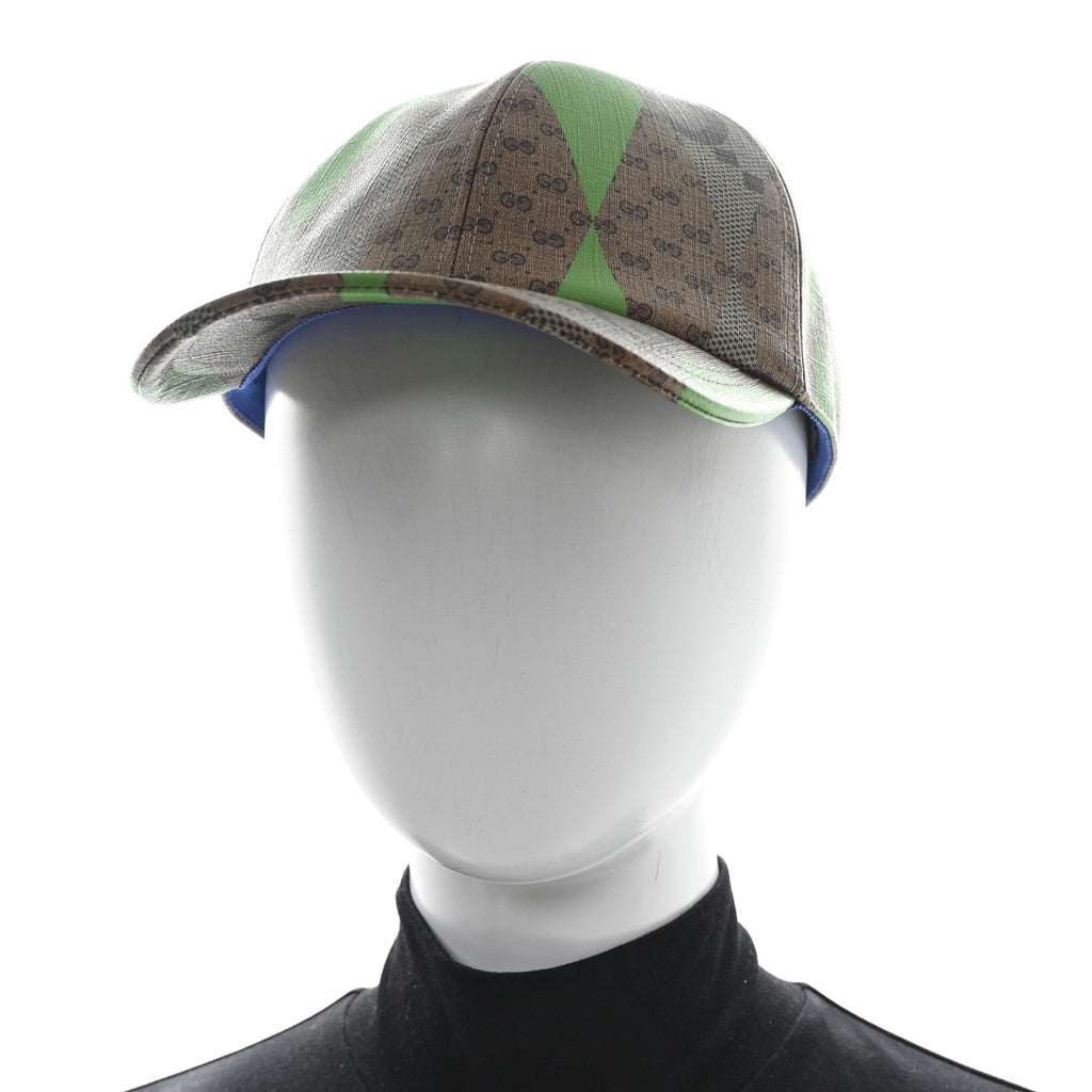 GG Supreme Monogram Mix Textured Patchwork Rhombus Baseball Hat XL Beige