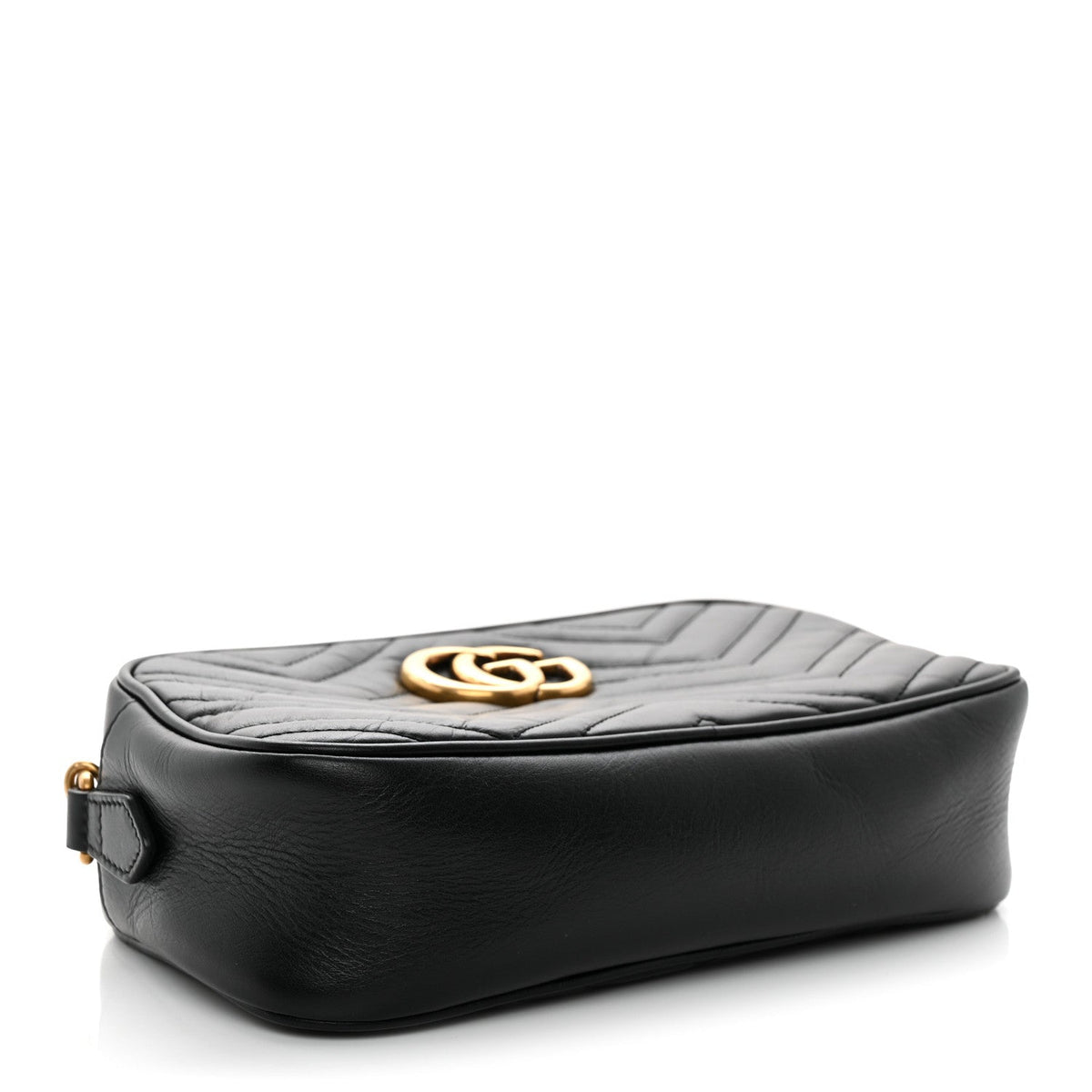 Calfskin Matelasse Small GG Marmont Chain Shoulder Bag Black
