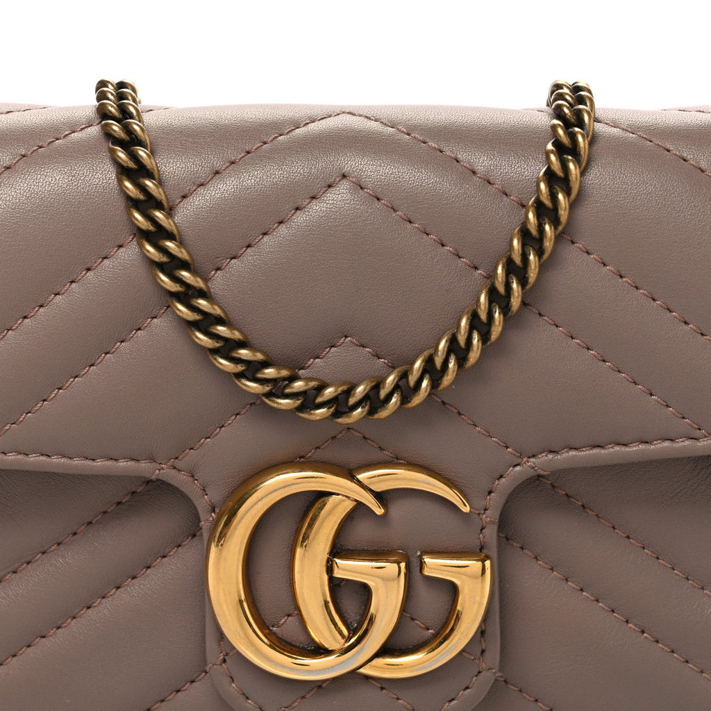 Calfskin Matelasse Super Mini GG Marmont Shoulder Bag Porcelain Rose