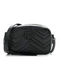 Calfskin Matelasse Monochrome Mini GG Marmont Chain Shoulder Bag Black