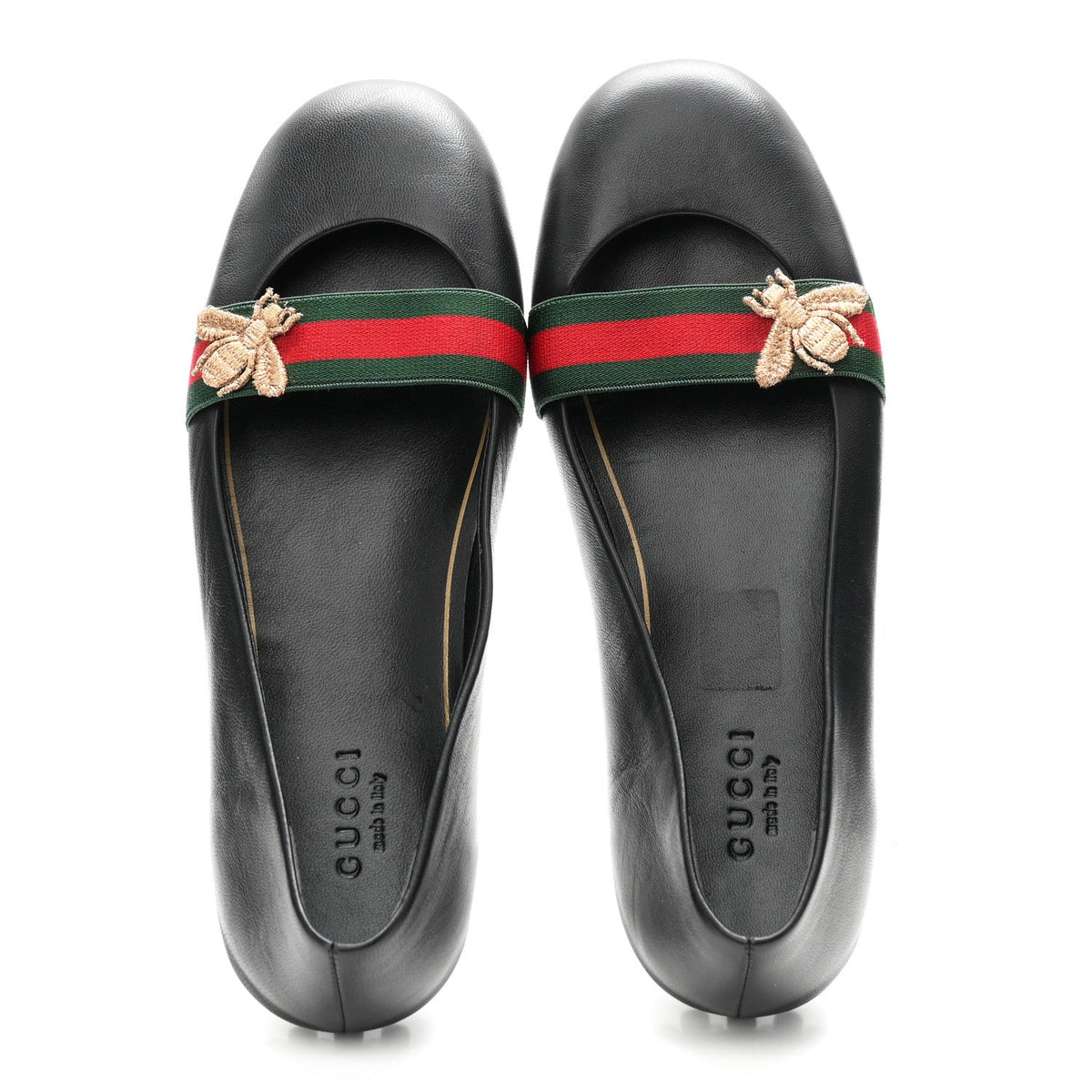 Calfskin Bayadere Bee Ballerina Flats 35.5 Black