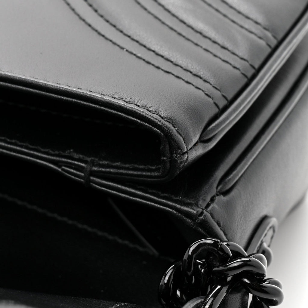 Calfskin Matelasse Monochrome GG Marmont Crossbody Shoulder Bag Black