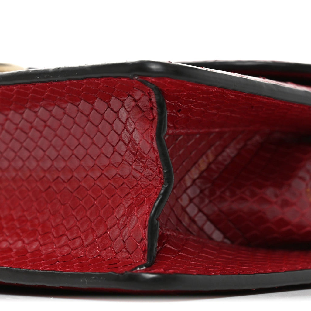 Snakeskin Small Torchon GG Ring Shoulder Bag Red